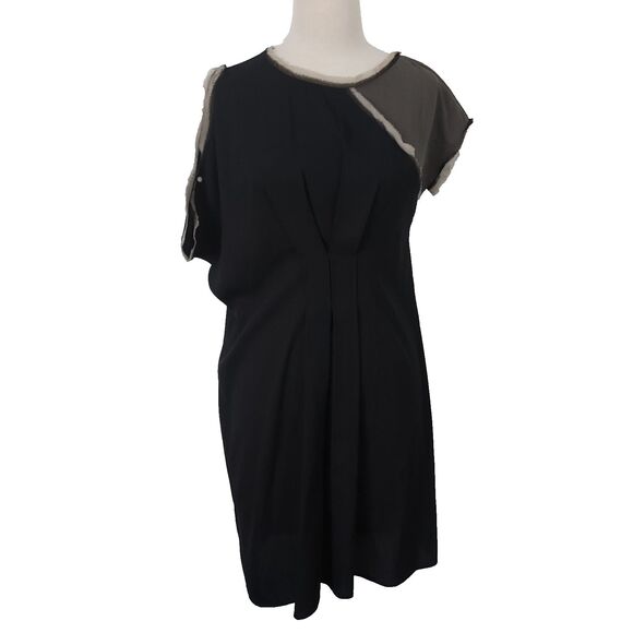 BCBGMAXAZRIA Runway Asymmetrical Cold Shoulder Color Block Tunic Dress Size XS - Picture 1 of 15
